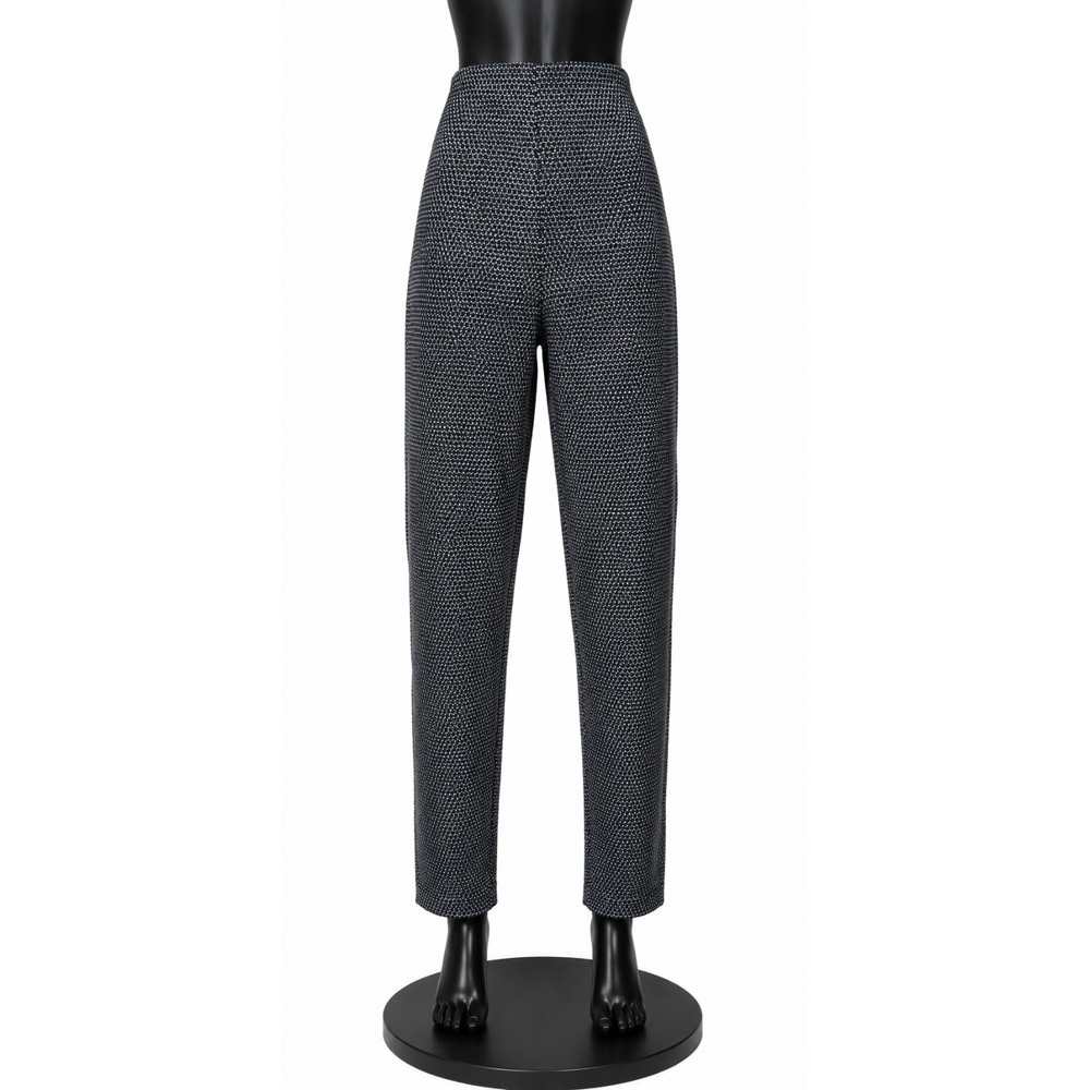 Chico's So Slimming Women's Slim Leg Pants Size 2.5R Black Dotted Swiss Knit